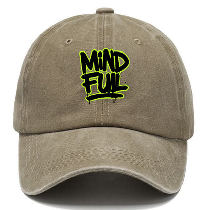 Bold typography design - "MINDFUL" - present awareness, conscious living - Classic Cap - Warm Sand(Khaki)