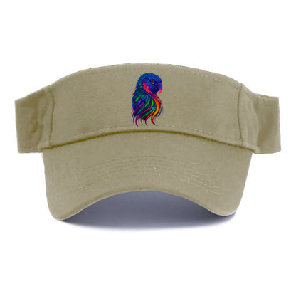 Vibrant parrot with feathers flowing into tropical rainbow streams, every color of the - Visor - Warm Sand(Khaki)
