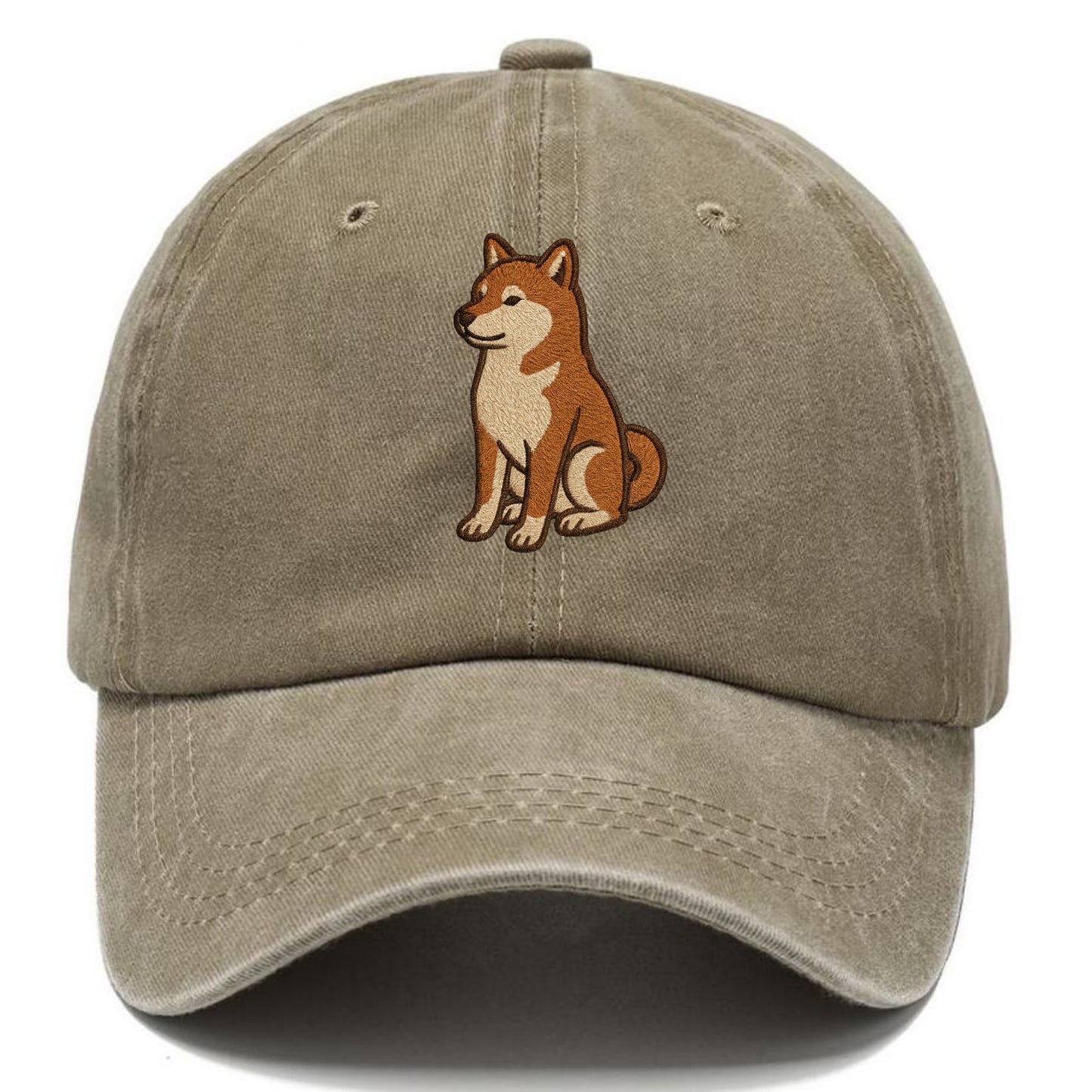 Shiba Inu - Red sesame embroidered sitti Classic Cap - Warm Sand(Khaki)