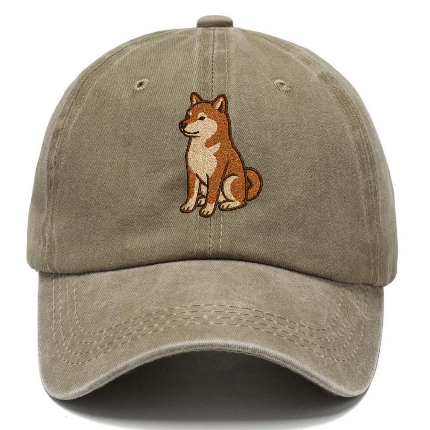 Shiba Inu - Red sesame embroidered sitti Classic Cap - Warm Sand(Khaki)