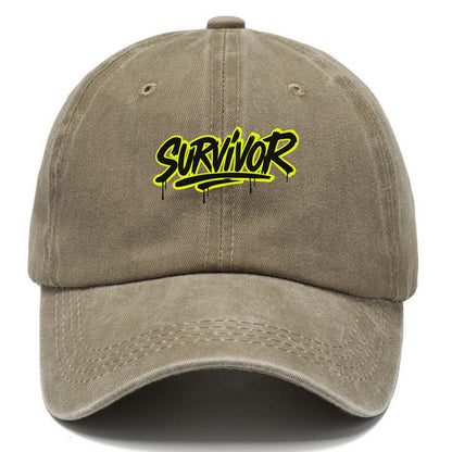 Bold typography design - "SURVIVOR" - overcomer, still standing, made it through - Classic Cap - Warm Sand(Khaki)