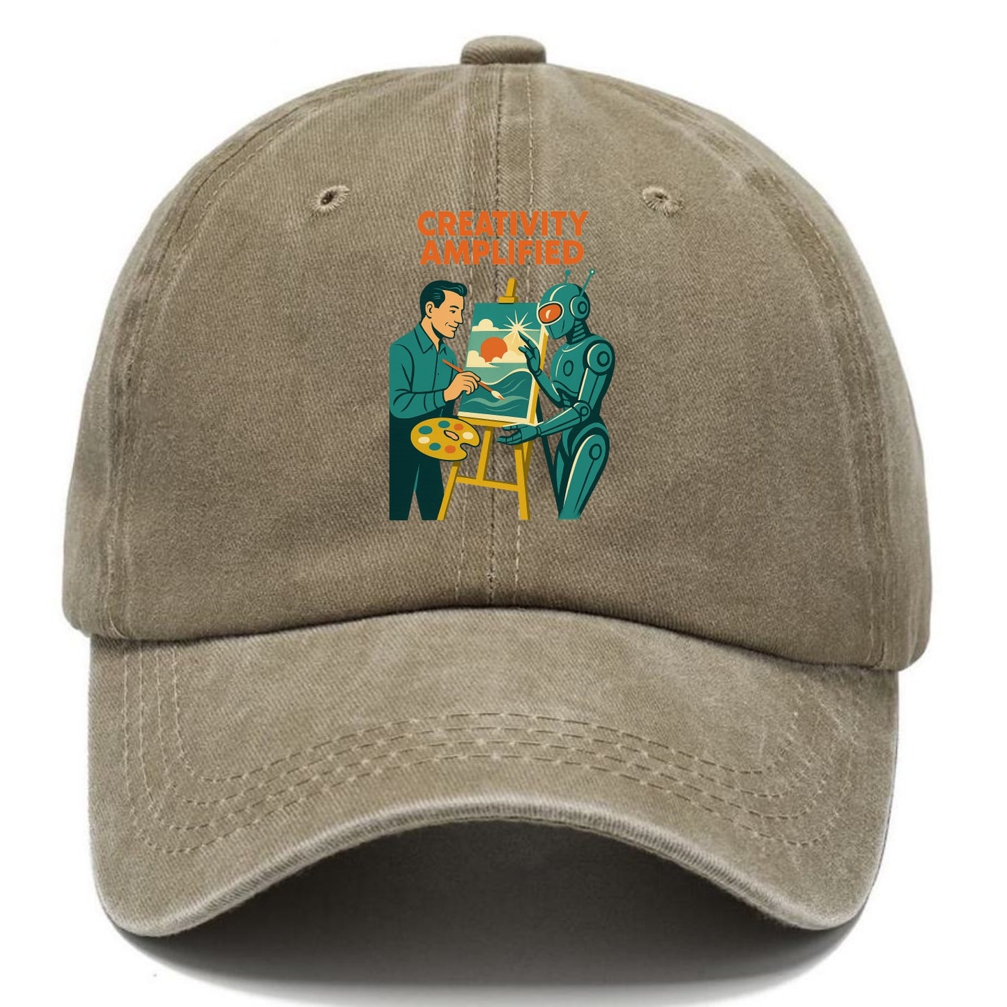 Artist and AI creating beautiful masterpiece together - "Creativity Amplified" - - Classic Cap - Warm Sand(Khaki)
