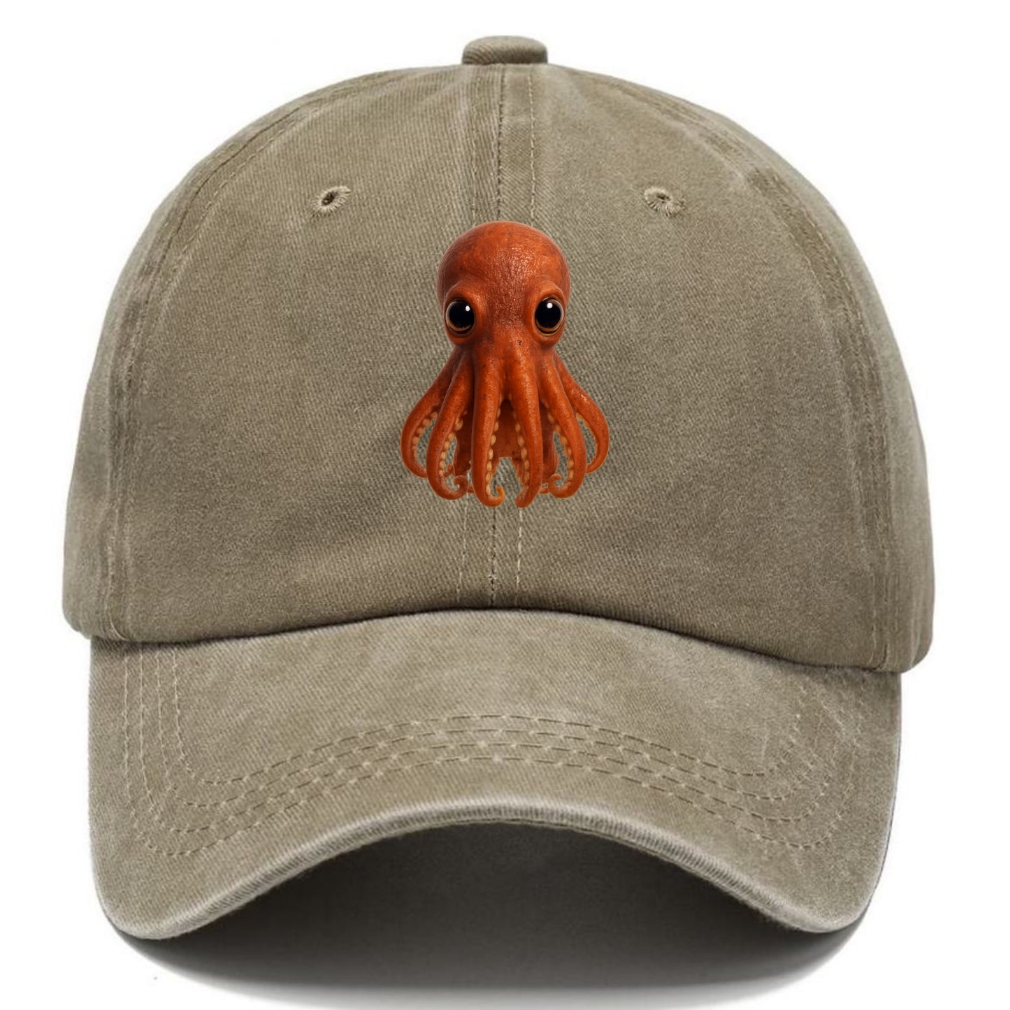 Baby Giant Pacific Octopus - reddish, smaller tentacles, expressive eyes, - Classic Cap - Warm Sand(Khaki)