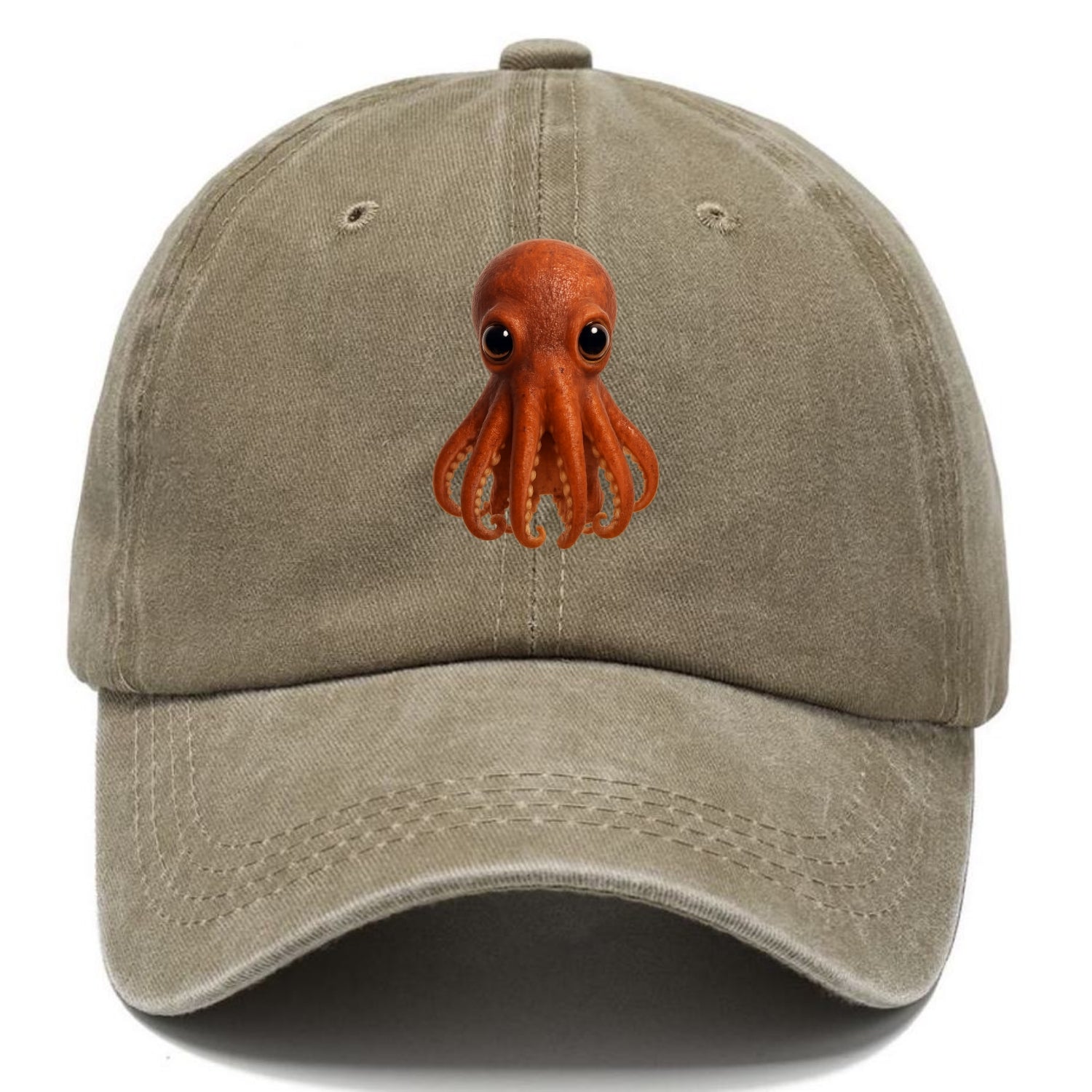 Baby Giant Pacific Octopus - reddish, smaller tentacles, expressive eyes, - Classic Cap - Warm Sand(Khaki)