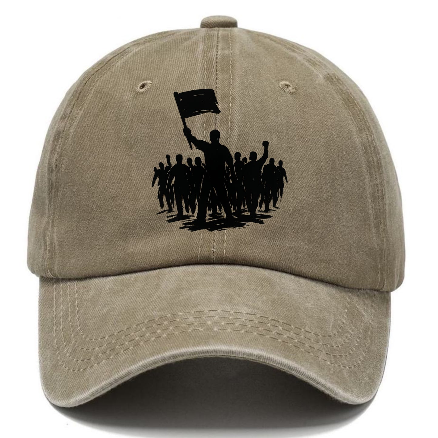 Crowd of protesters marching - solidarity movement ink painting - Classic Cap - Warm Sand(Khaki)
