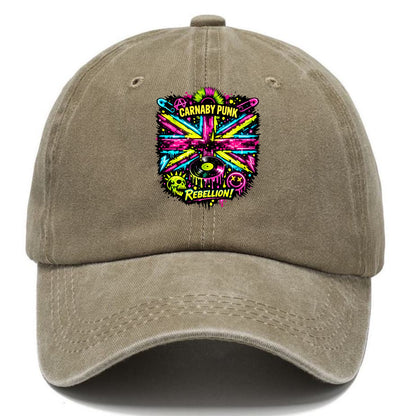 CARNABY PUNK | Swinging 60s meets 70s punk | Psychedelic Union Jack pattern | Bold - Classic Cap - Warm Sand(Khaki)