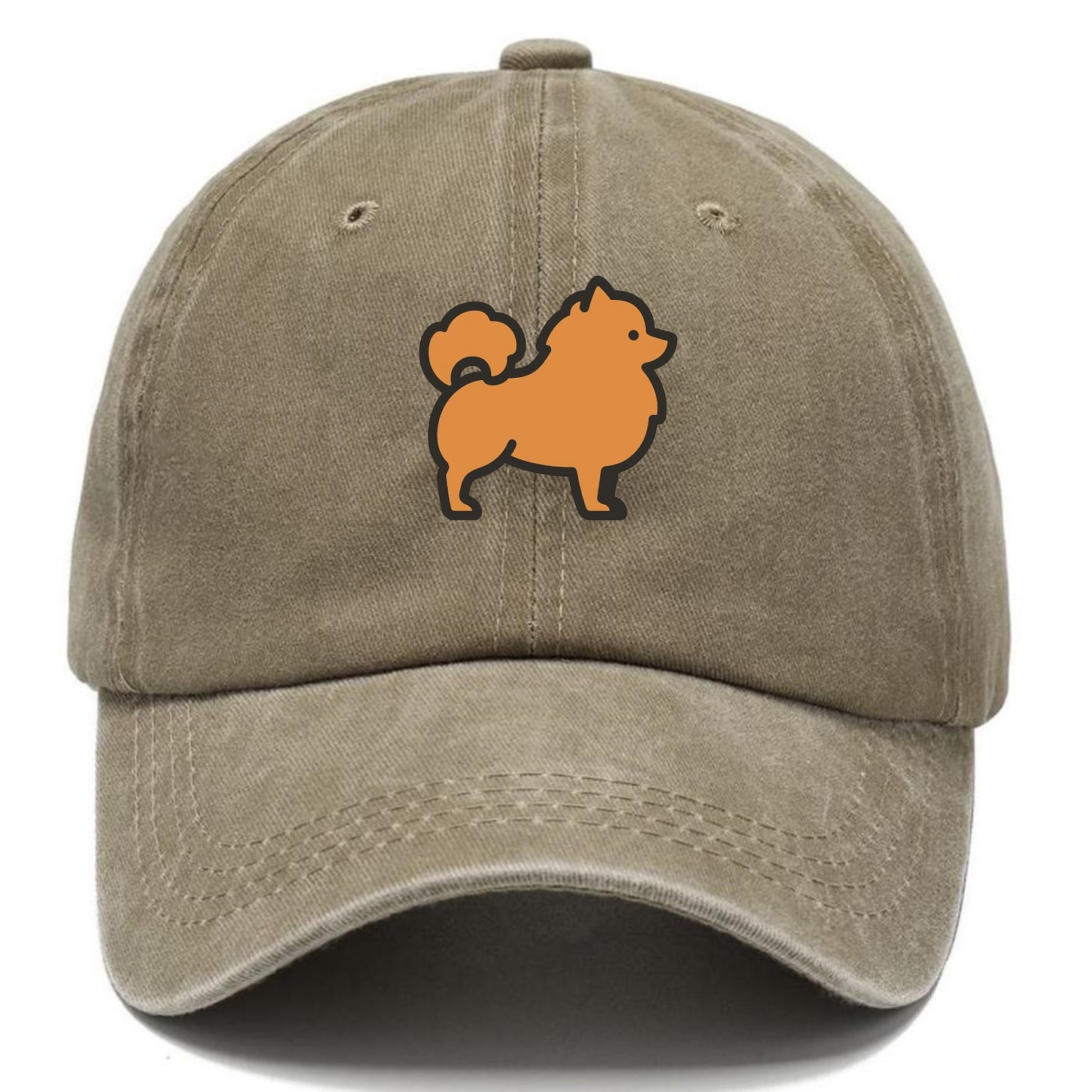 Pomeranian - Orange fluffy flat side profile - Classic Cap - Warm Sand(Khaki)
