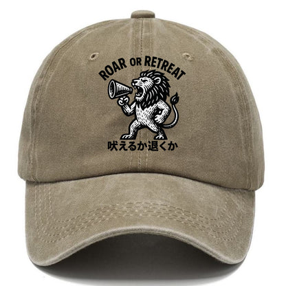 Roar or Retreat - Lion shouting into vin Classic Cap - Warm Sand(Khaki)