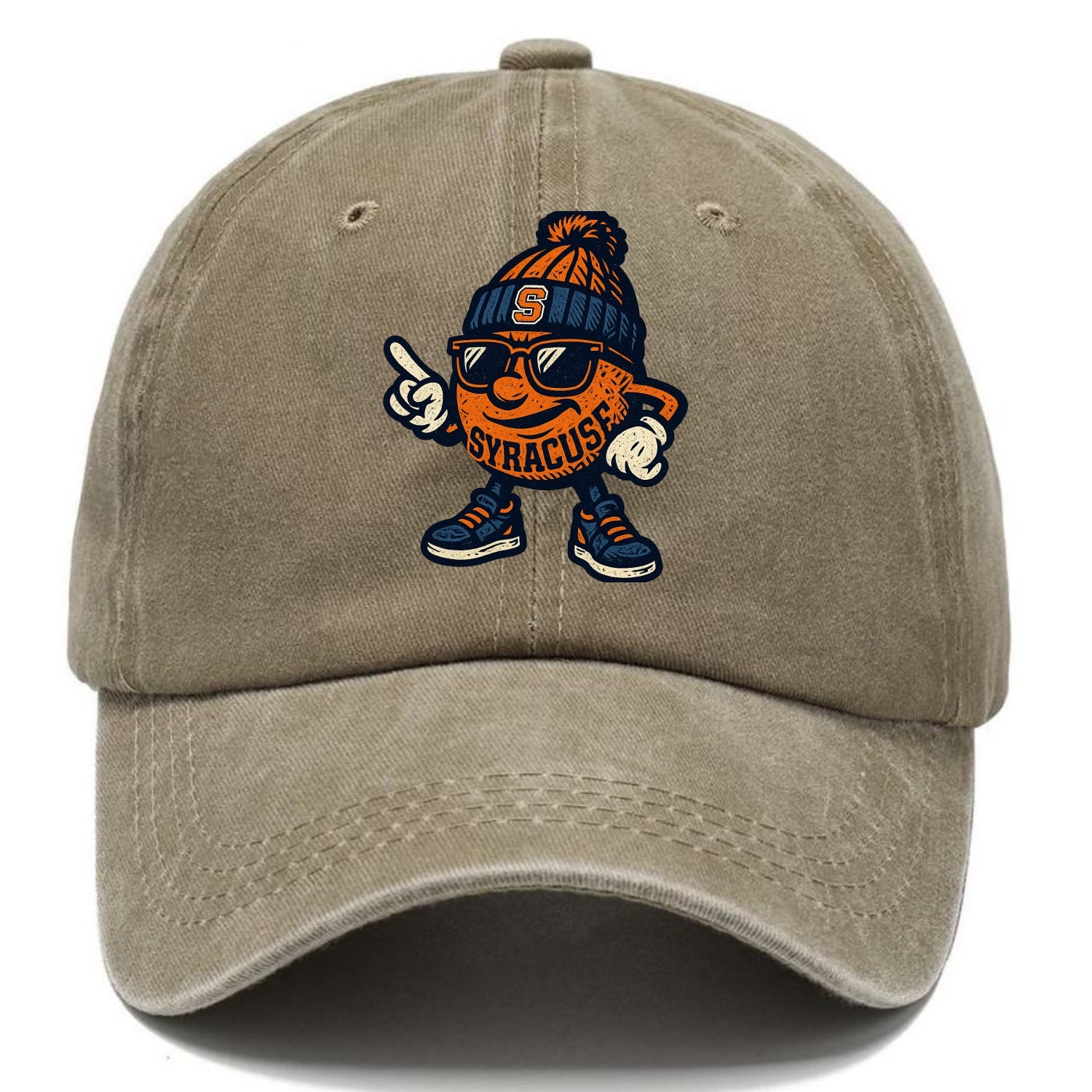 Syracuse Orange wearing Syracuse beanie with S patch - Classic Cap - Warm Sand(Khaki)