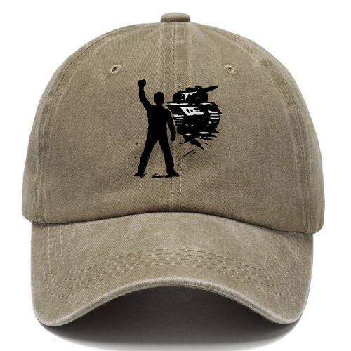 Single figure standing against tank - courage and resistance ink art - Classic Cap