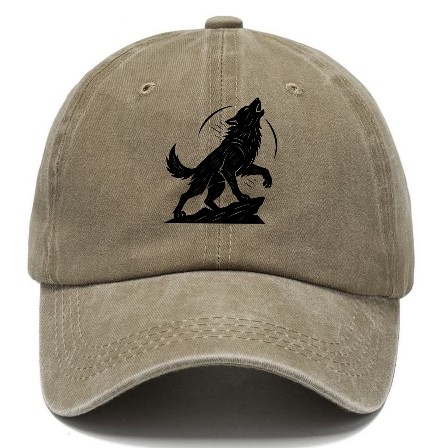 Wolf howling at full moon - Classic Cap - Warm Sand(Khaki)