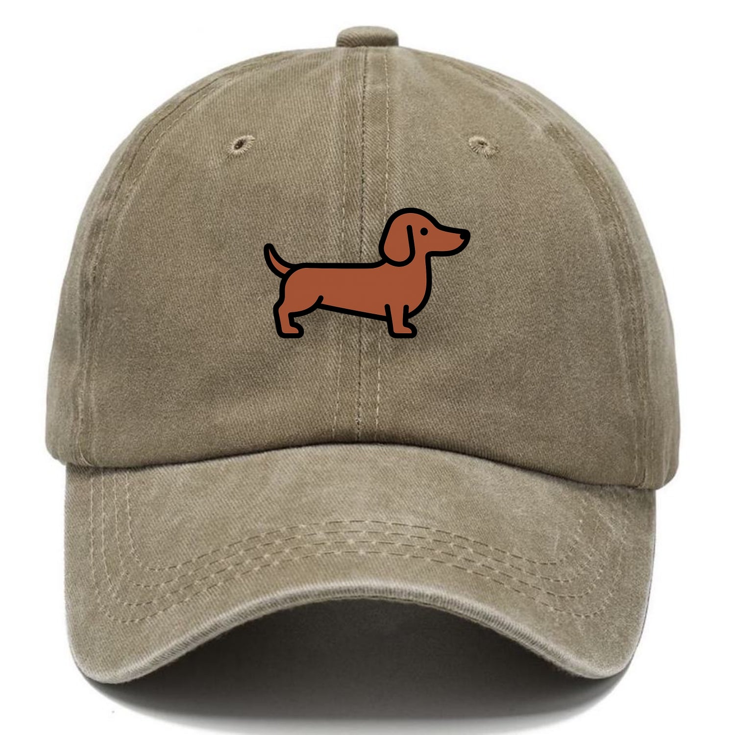 Dachshund - Red/brown smooth flat side profile - Classic Cap - Warm Sand(Khaki)