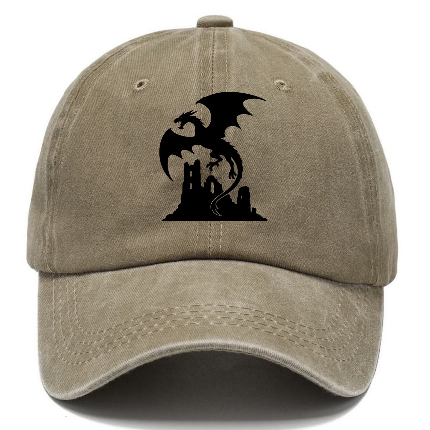 Dragon flying over castle ruins - Classic Cap - Warm Sand(Khaki)