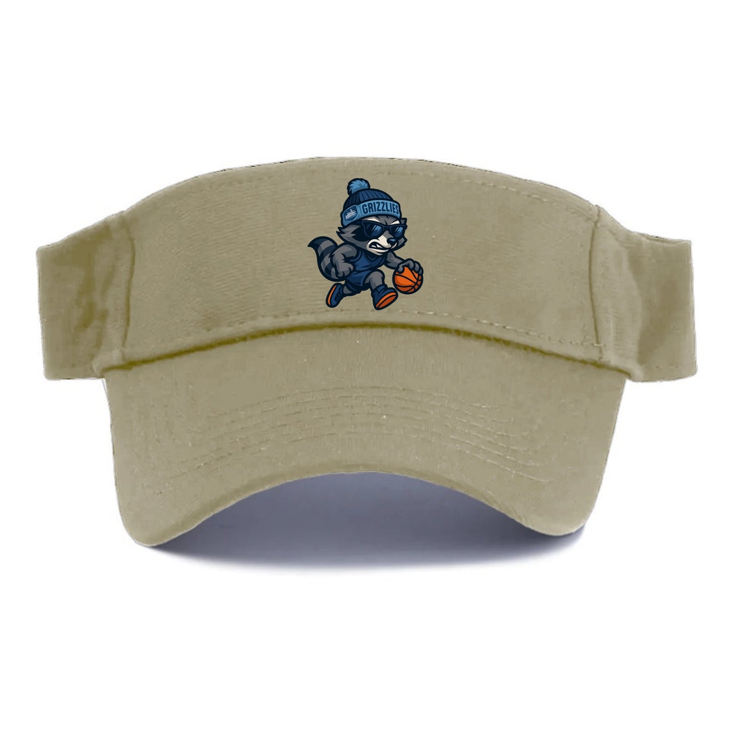 Memphis Raccoon wearing Grizzlies beanie with riverboat patch and wayfarer sunglasses - Visor - Warm Sand(Khaki)