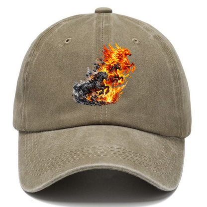 INFERNO STALLION | Horse made entirely of living flames | Blazing mane and tail | - Classic Cap - Warm Sand(Khaki)