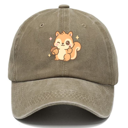 sweet squirrel holding acorn in one paw, flipping off with the other - Classic Cap - Warm Sand(Khaki)