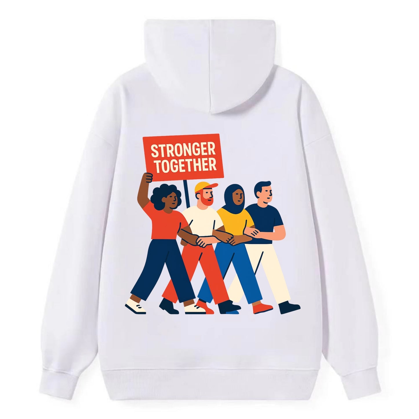 Peaceful protesters marching with linked arms - "Stronger Together" - - Classic Pullover Hoodie - White