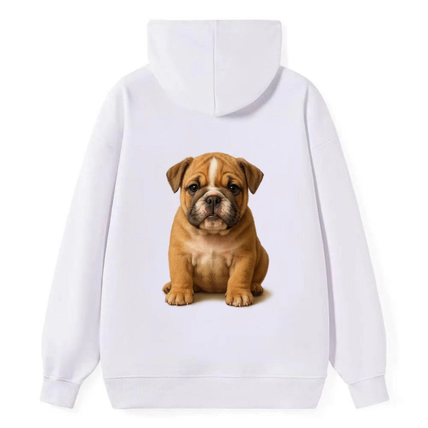Baby Bulldog Puppy - wrinkly face, underbite, stocky body, gentle eyes, - Classic Pullover Hoodie - White