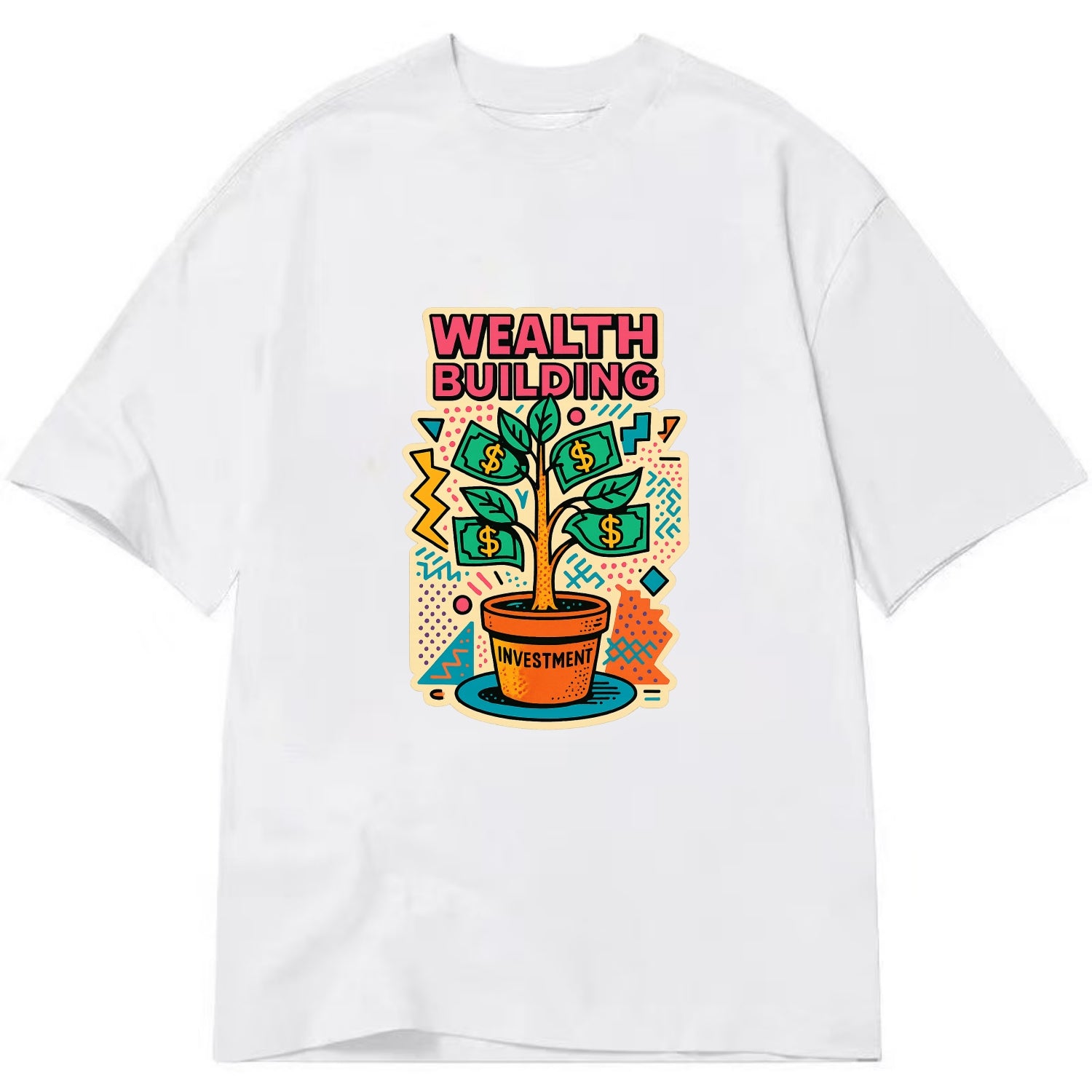 Money tree growing from investment pot - financial independence journey, wealth - Classic T-shirt - White