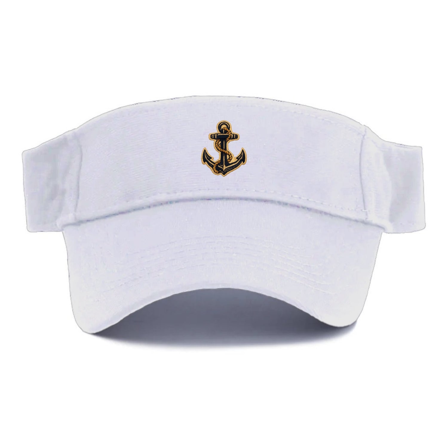ANCHOR ROPE - classic anchor with rope in navy and gold , sailor - Visor - White