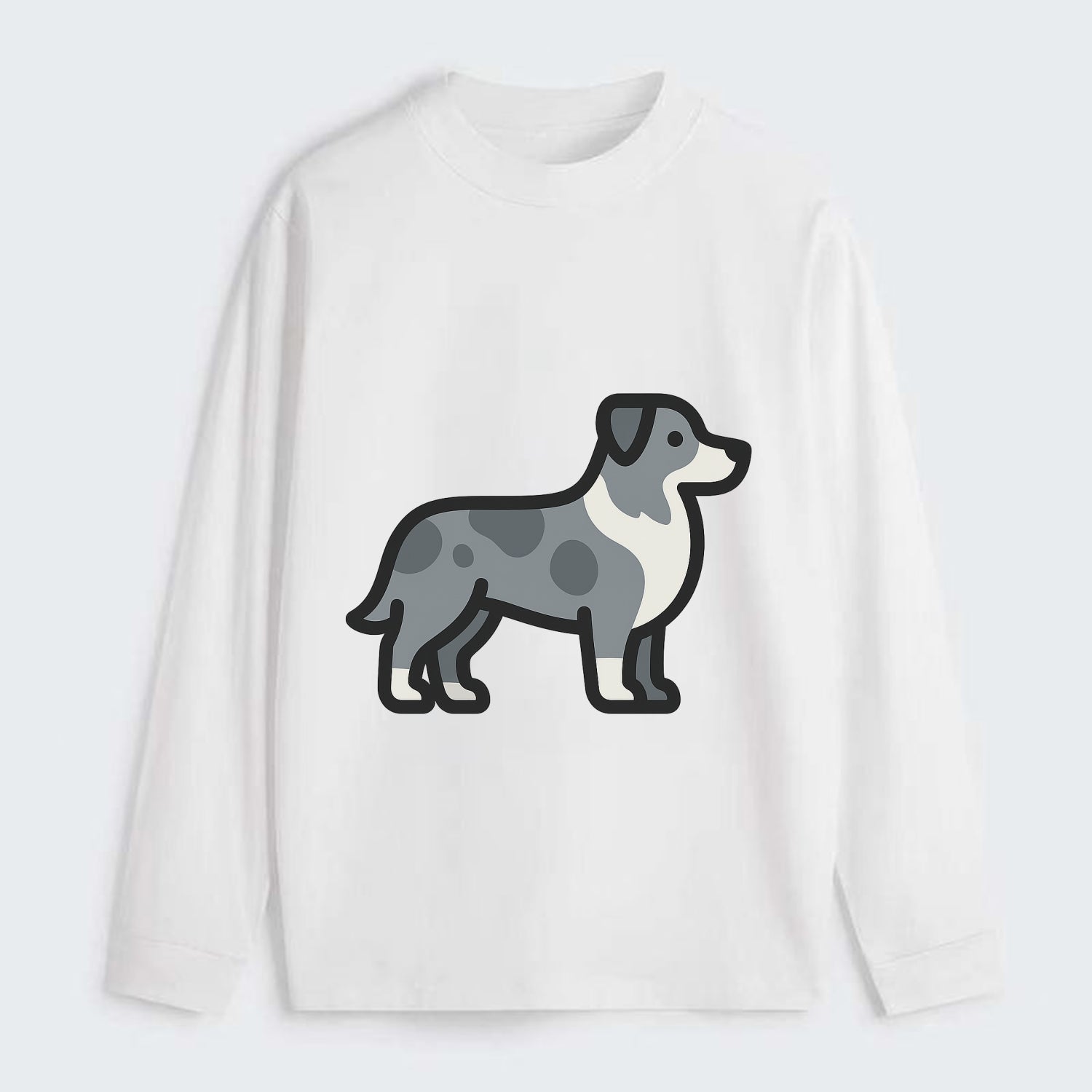 Australian Shepherd - Blue merle flat side profile - Classic Long Sleeve Shirt - White