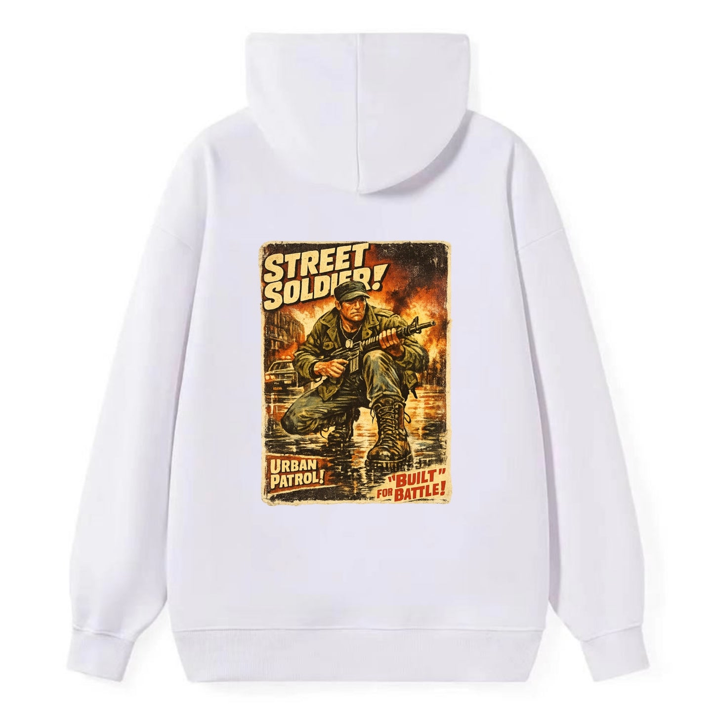 COMBAT READY | Military boots on wet pavement | Street soldier | Urban - Classic Pullover Hoodie - White