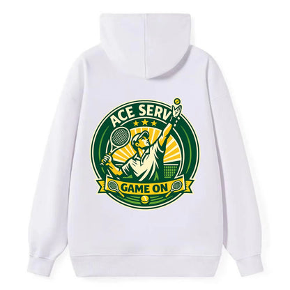 Serving Ace Emblem - Classic Pullover Hoodie - White