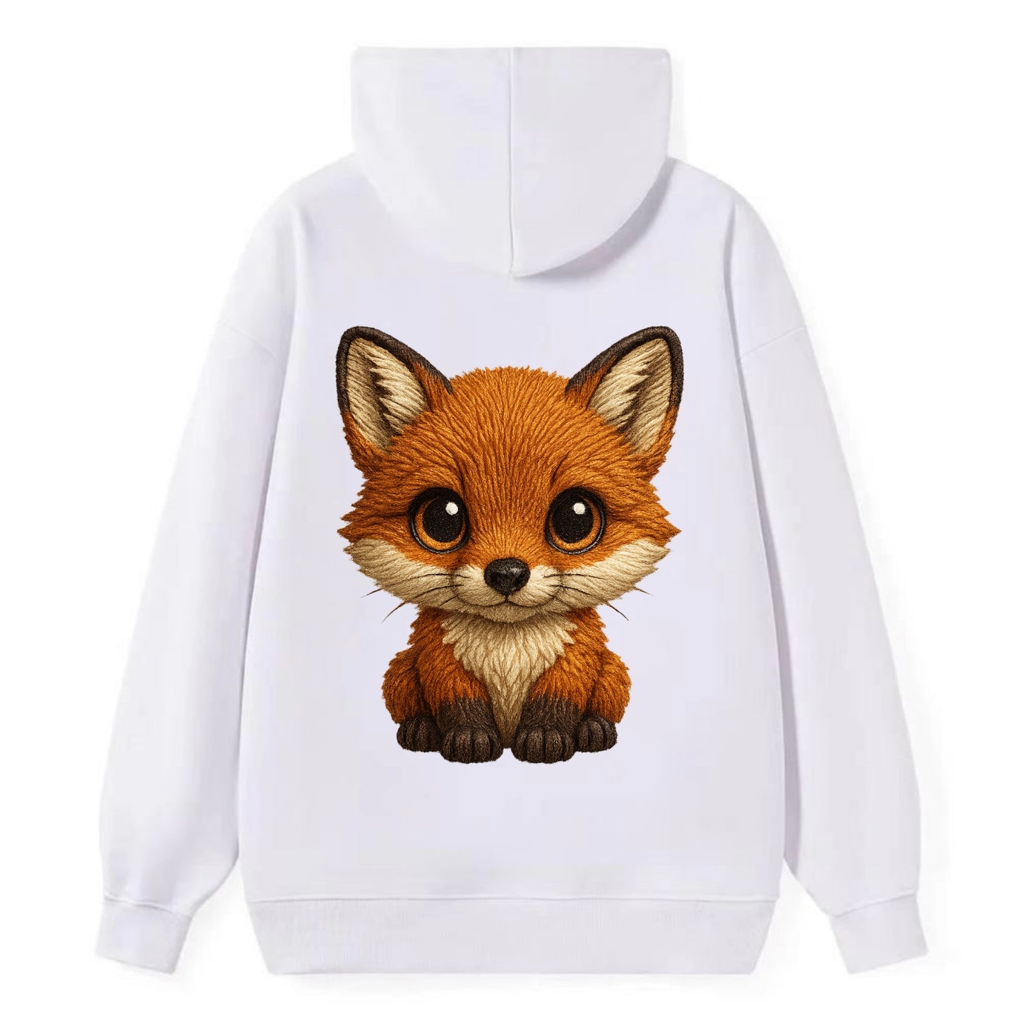 Baby Red Fox - russet fur, white chest, big amber eyes, perky ears, - Classic Pullover Hoodie - White