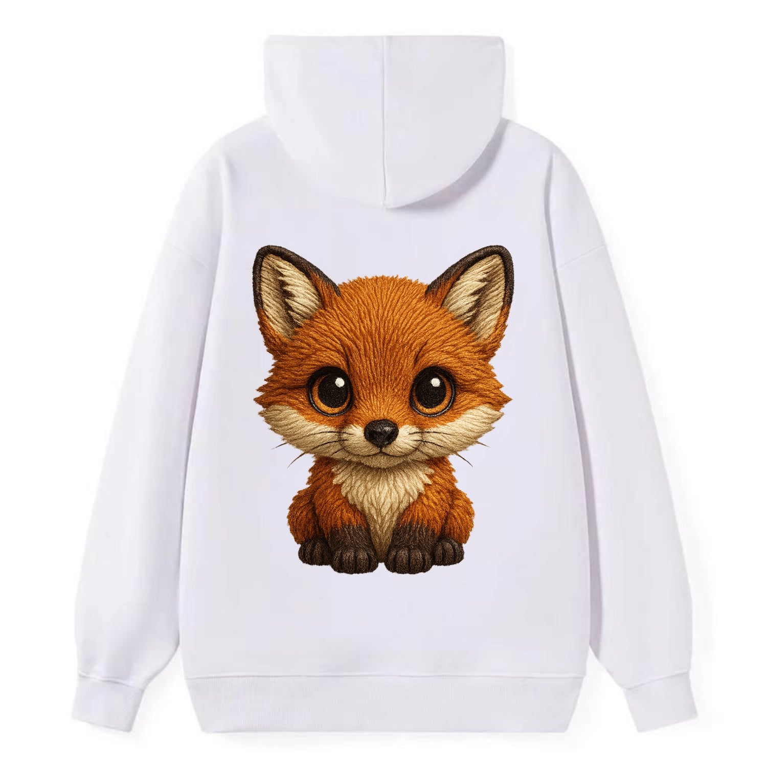 Baby Red Fox - russet fur, white chest, big amber eyes, perky ears, - Classic Pullover Hoodie - White