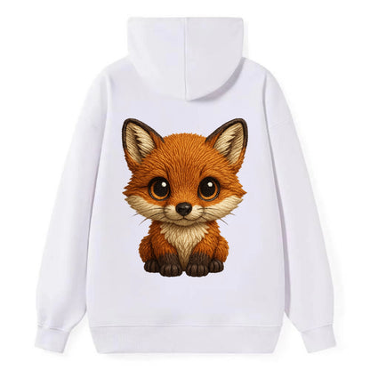 Baby Red Fox - russet fur, white chest, big amber eyes, perky ears, - Classic Pullover Hoodie - White