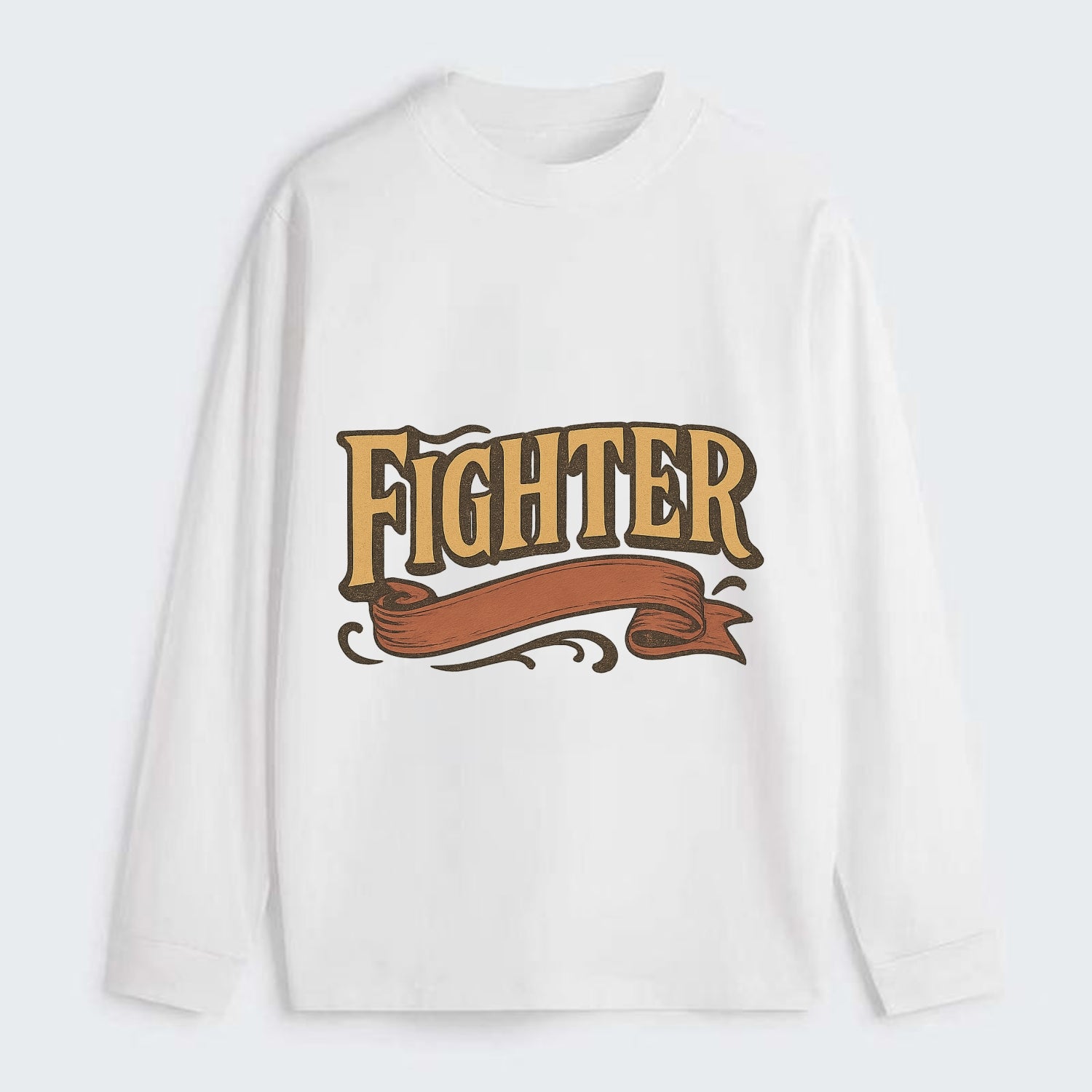 Bold typography design - "FIGHTER" - never giving up, battling on - Classic Long Sleeve Shirt - White