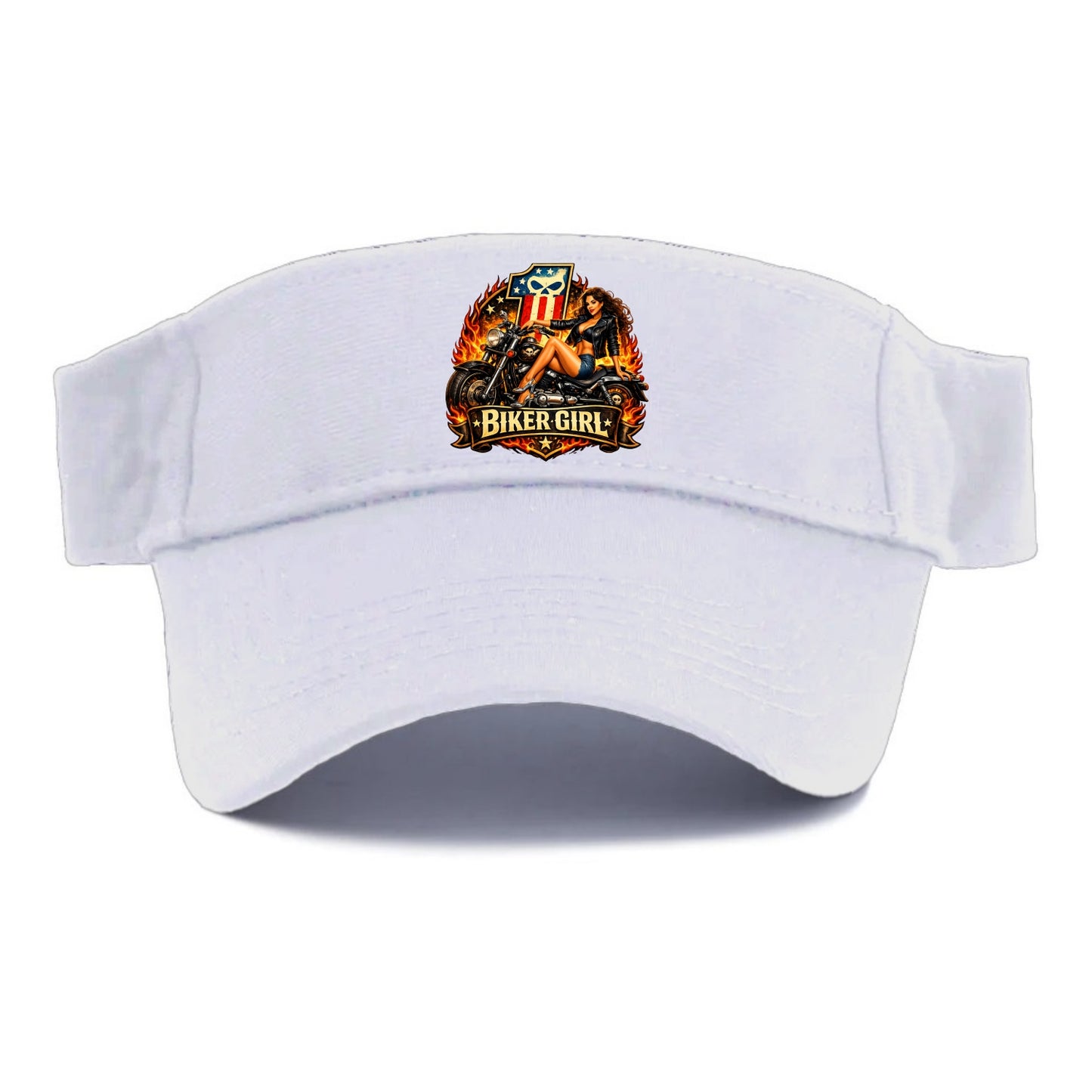 Vintage Biker Pin Up - Visor - White