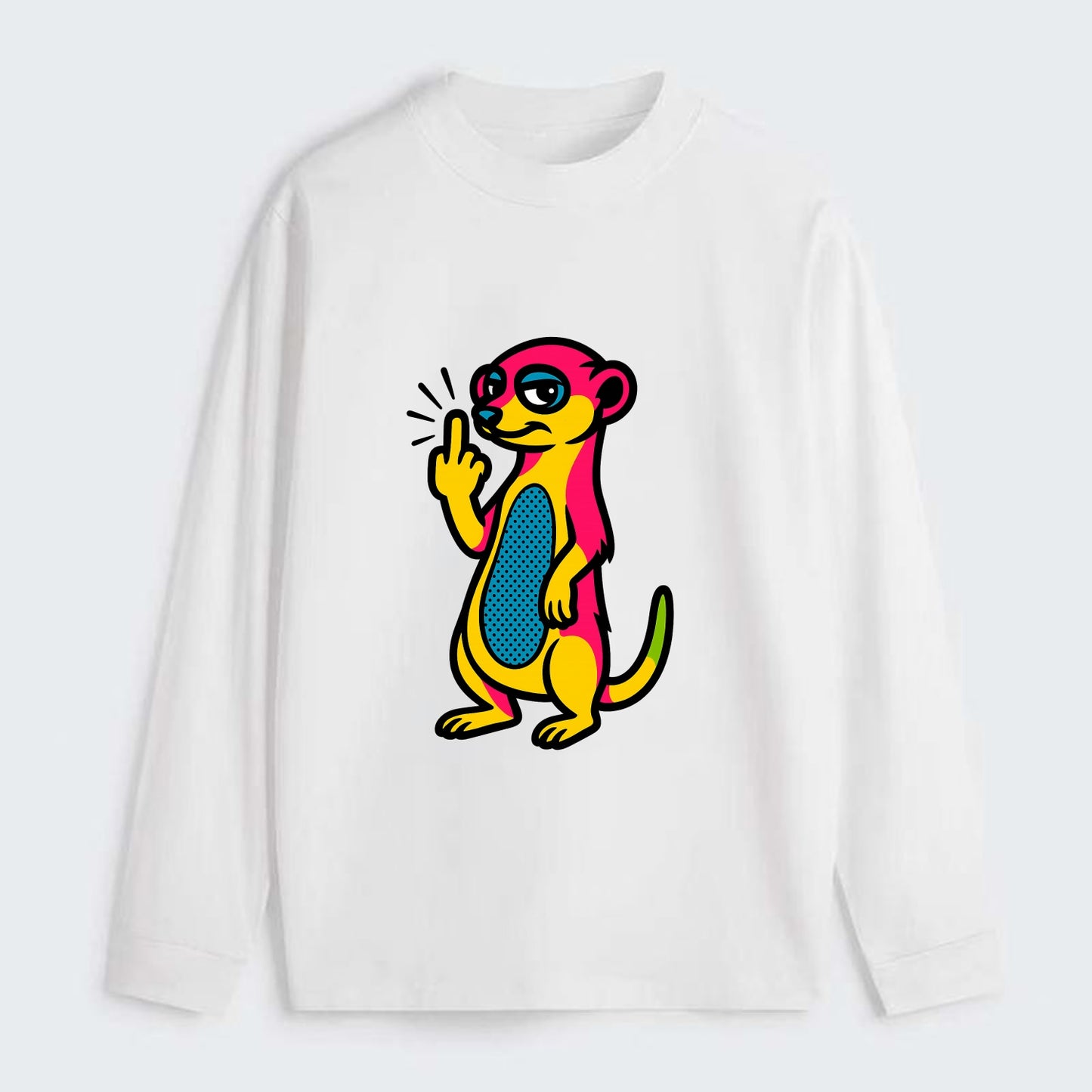 cute meerkat standing guard on hind legs, one front paw raised in sassy - Classic Long Sleeve Shirt - White