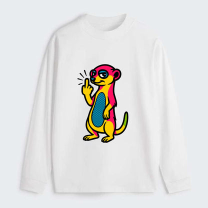 cute meerkat standing guard on hind legs, one front paw raised in sassy - Classic Long Sleeve Shirt - White
