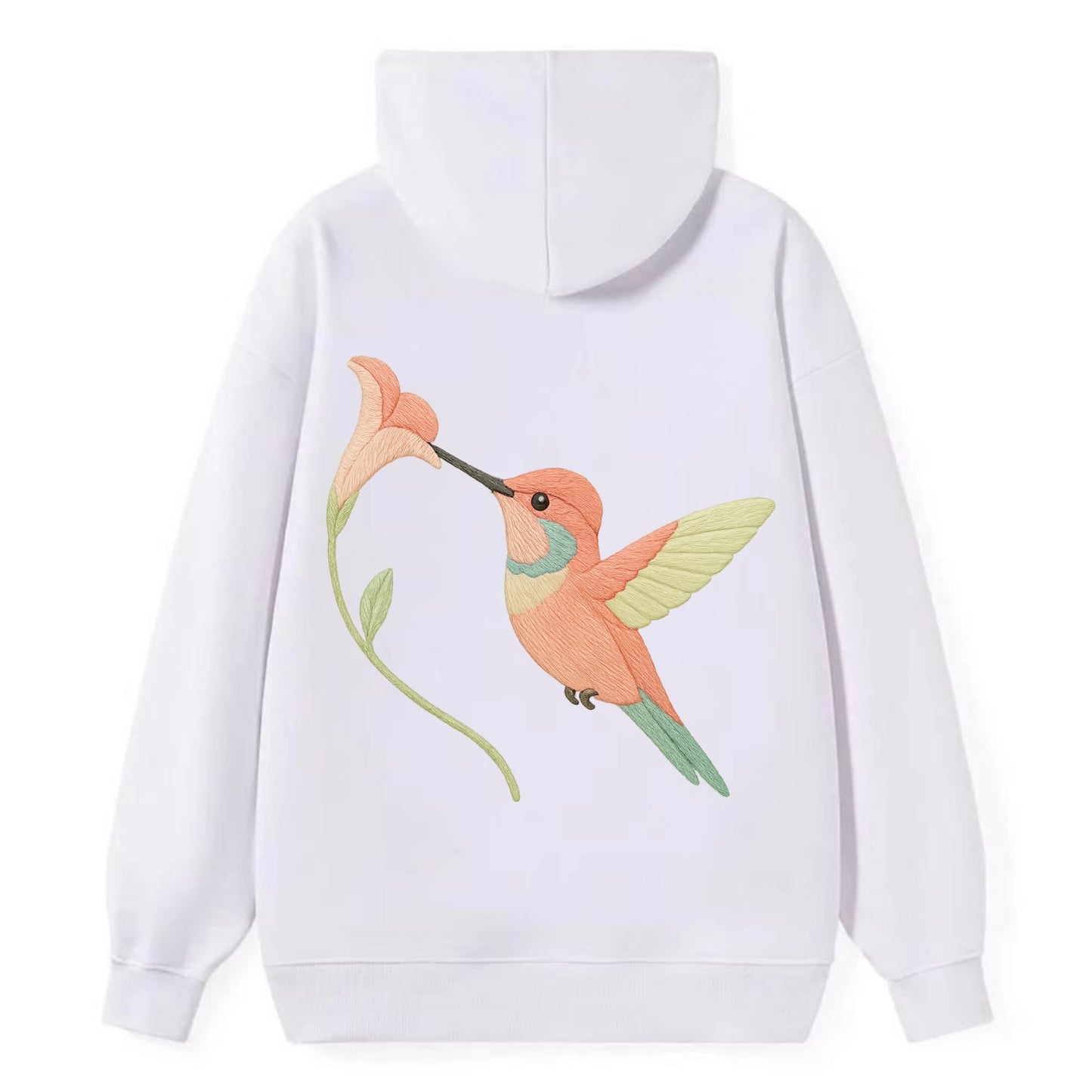 Coral Hummingbird - Classic Pullover Hoodie - White