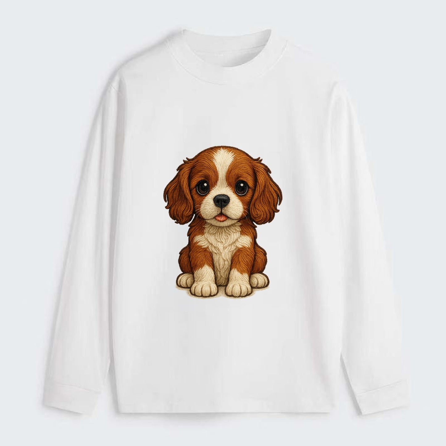 Baby Cavalier King Charles Spaniel Puppy - silky ears, gentle eyes, - Classic Long Sleeve Shirt - White