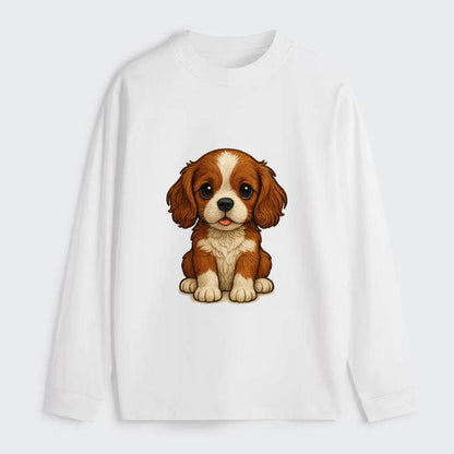 Baby Cavalier King Charles Spaniel Puppy - silky ears, gentle eyes, - Classic Long Sleeve Shirt - White