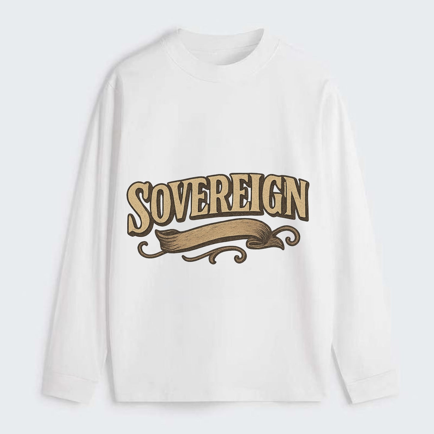Bold typography design - "SOVEREIGN" - self-ruled, autonomous, in - Classic Long Sleeve Shirt - White