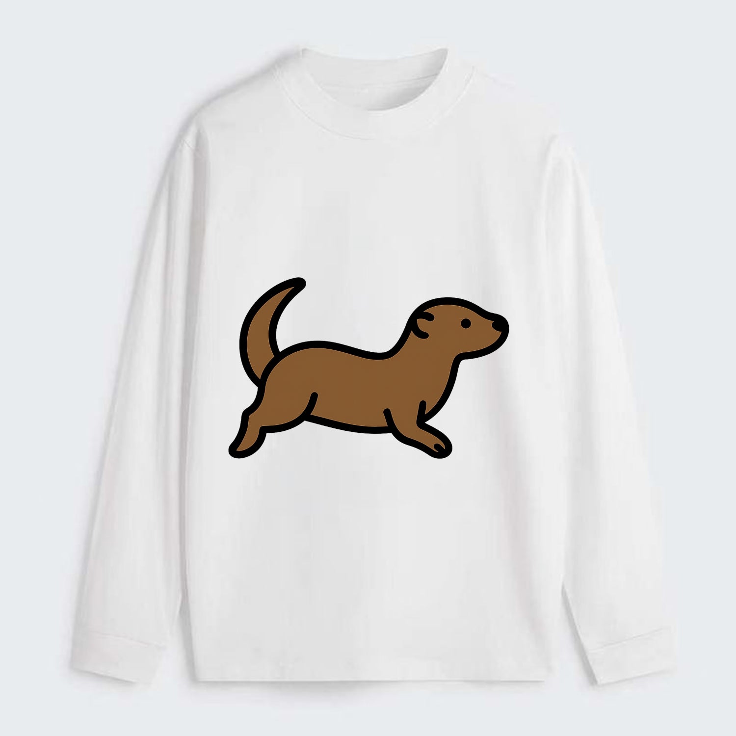 Otter - Brown sleek swimming pose flat side profile - Classic Long Sleeve Shirt - White