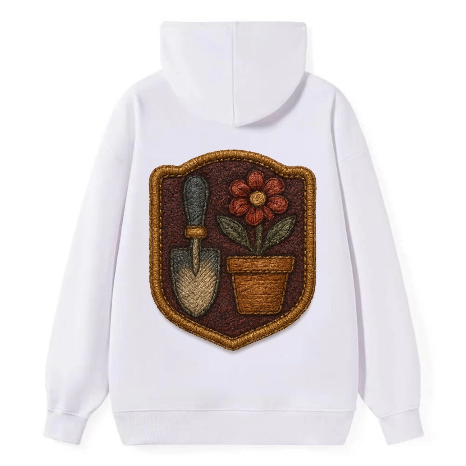 Garden trowel with flower pot - gardener badge - Classic Pullover Hoodie - White