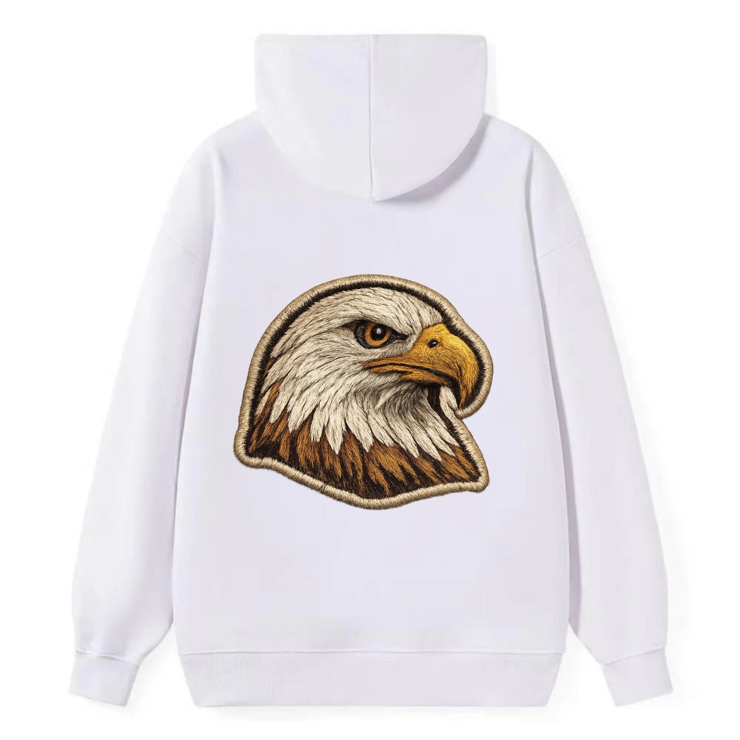 EAGLE HEAD PROFILE - majestic bald eagle in brown, white and gold , - Classic Pullover Hoodie - White