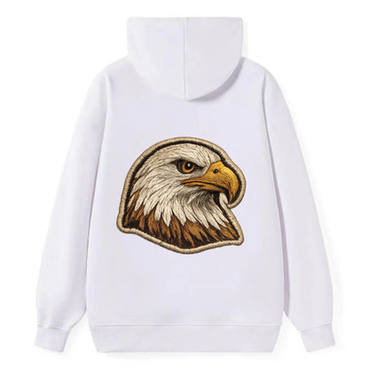 EAGLE HEAD PROFILE - majestic bald eagle in brown, white and gold , - Classic Pullover Hoodie - White