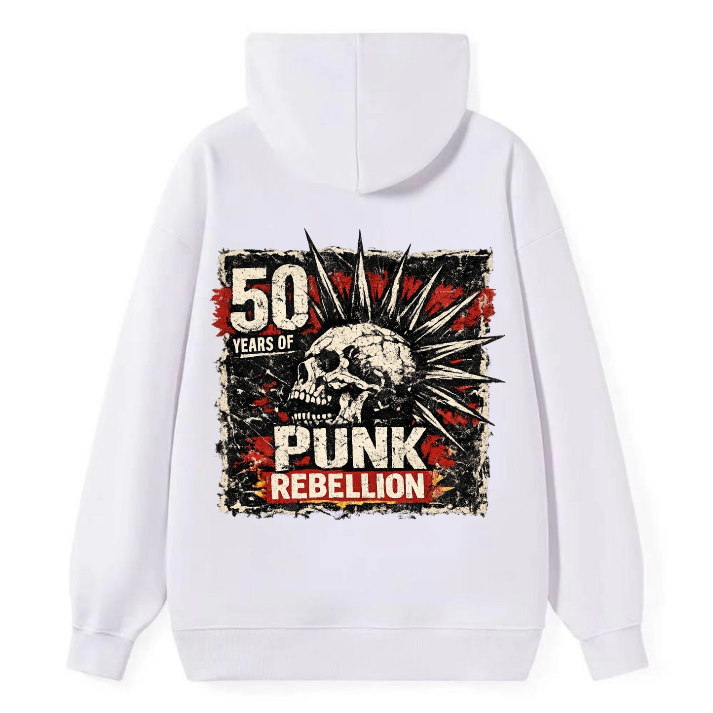 MOHAWK RISING | Spiked hair silhouette | Liberty spikes | Punk identity | - Classic Pullover Hoodie - White
