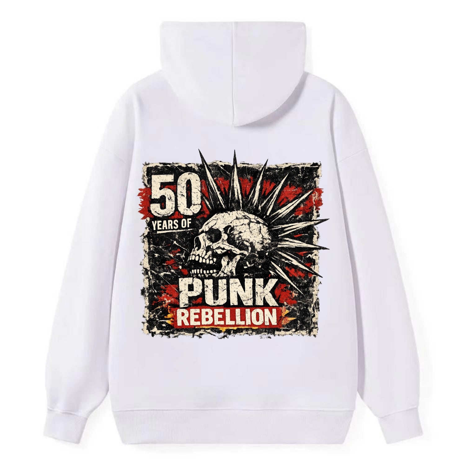 MOHAWK RISING | Spiked hair silhouette | Liberty spikes | Punk identity | - Classic Pullover Hoodie - White