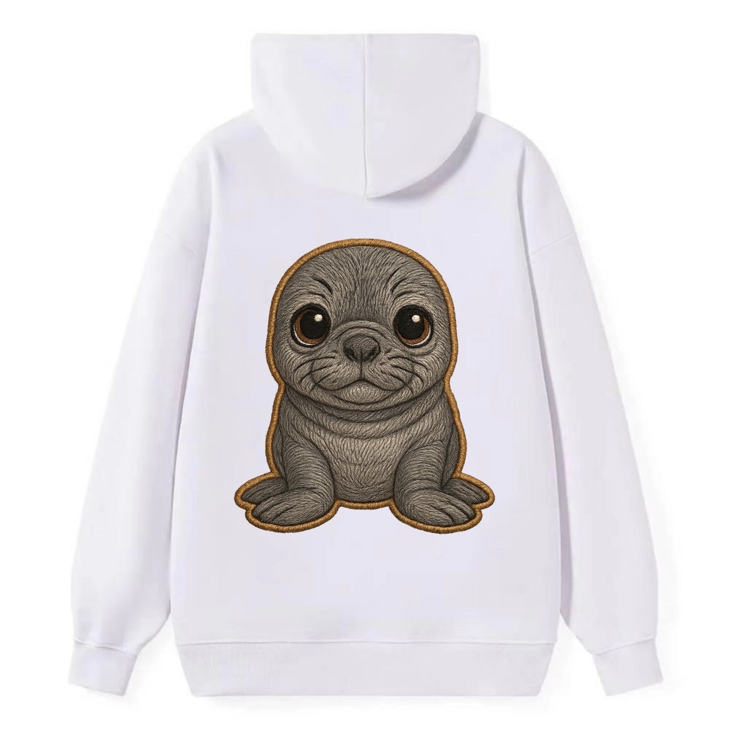 Baby Elephant Seal - gray wrinkly, tiny trunk nose, big dark eyes, - Classic Pullover Hoodie - White
