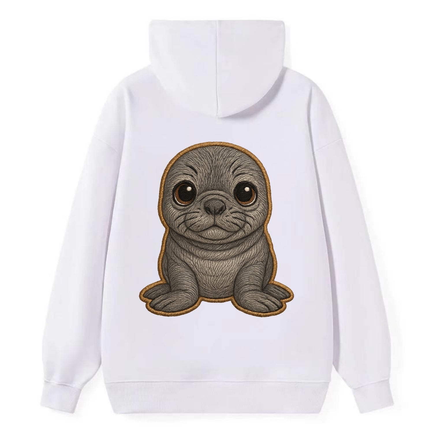 Baby Elephant Seal - gray wrinkly, tiny trunk nose, big dark eyes, - Classic Pullover Hoodie - White
