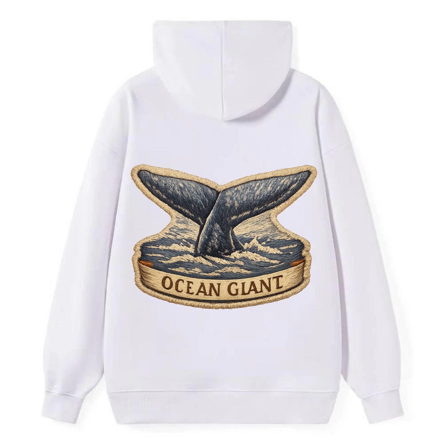 WHALE TAIL - diving whale in blue and gray , ocean giant - Classic Pullover Hoodie - White