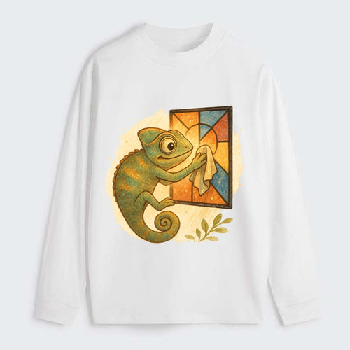 Chameleon blending into a stained-glass window it is polishing with - Classic Long Sleeve Shirt