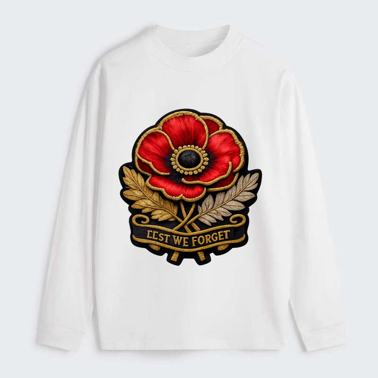 MEMORIAL POPPY - red poppy flower in scarlet , remembrance - Classic Long Sleeve Shirt - White