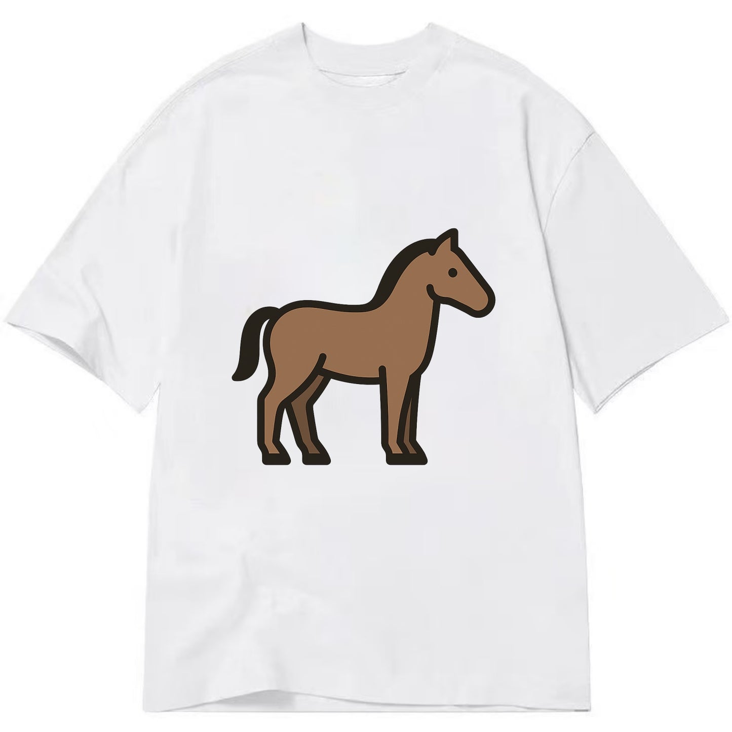 Horse - Brown standing pose flat side profile - Classic T-shirt - White
